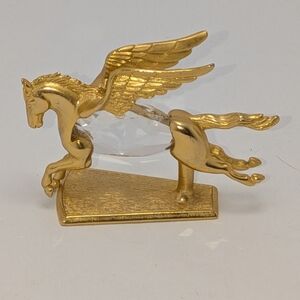 MANON 1984 2 INCH GOLDEN PEGASUS HORSE CRYSTAL BODY FIGURINE SWAROVSKI STYLE ART
